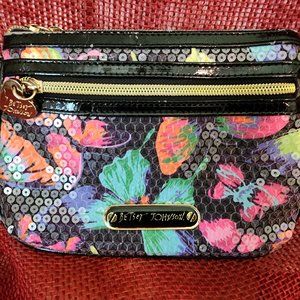Betsey Johnson multicolor, sequin makeup bag‎
